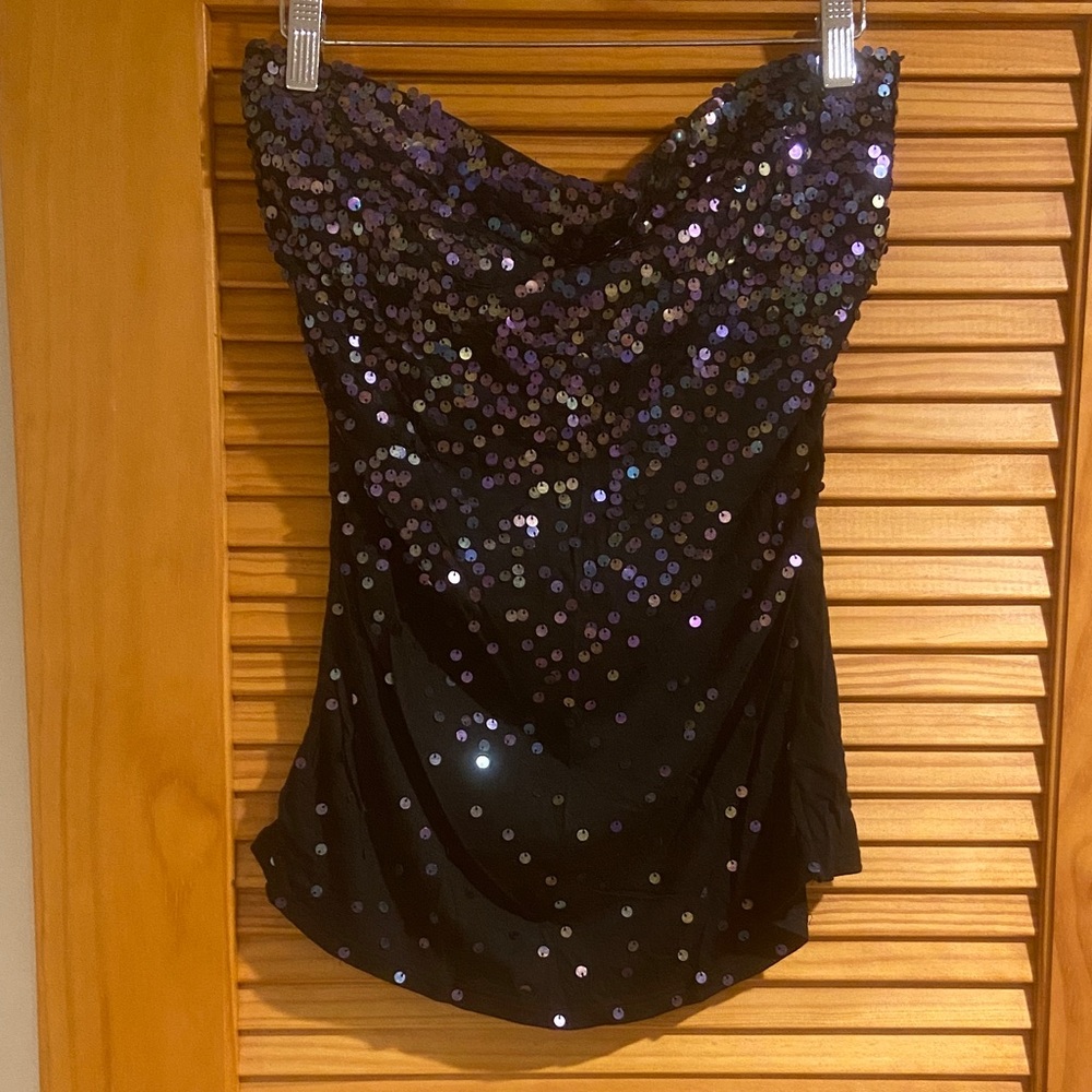 Sequin Black Top Large NWOT
